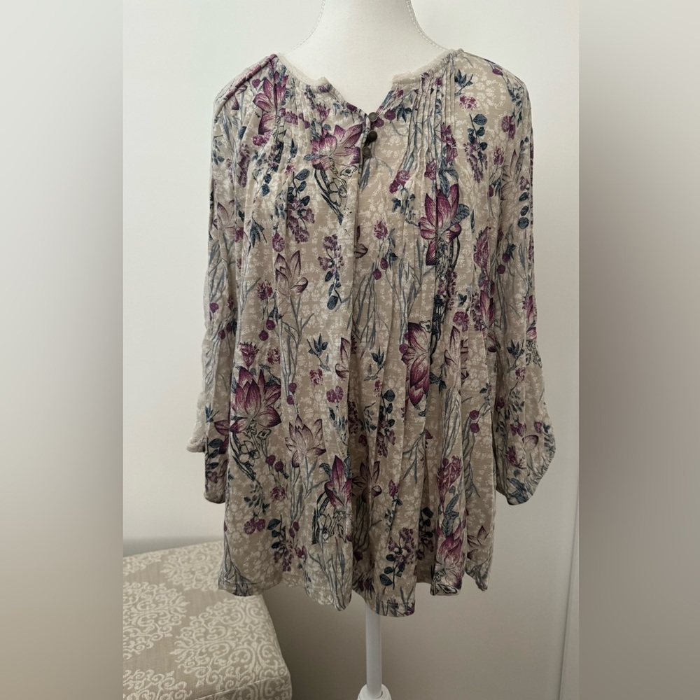 Style & Co Floral Peasant Blouse Size XL